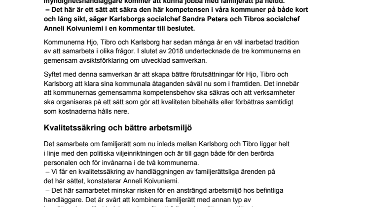 Karlsborg och Tibro får gemensam familjerättshandläggning