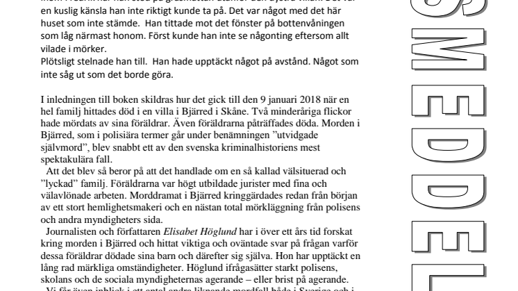 Ny bok: Morden i Bjärred - och andra sanna berättelser om föräldrar som mördat sina barn av Elisabet Höglund