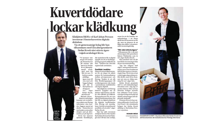 Kuvertdödare lockar klädkung