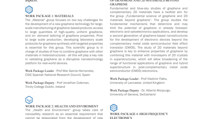 Graphene Flagship in work packages