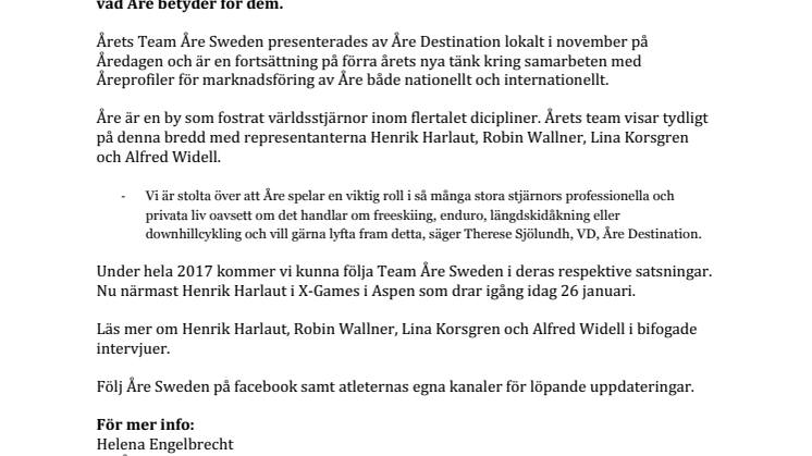 ​Lär känna Team Åre Sweden 2017