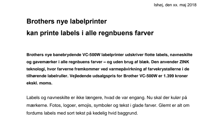 Brothers nye labelprinter kan printe labels i alle regnbuens farver 