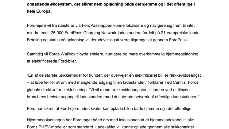 Glem rækkeviddeangsten: Ford afslører branchens bedste ladenetværk