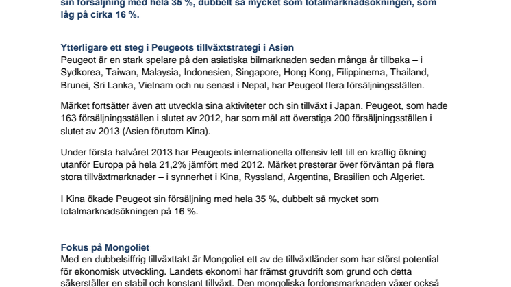 Premiär för Peugeot i Mongoliet