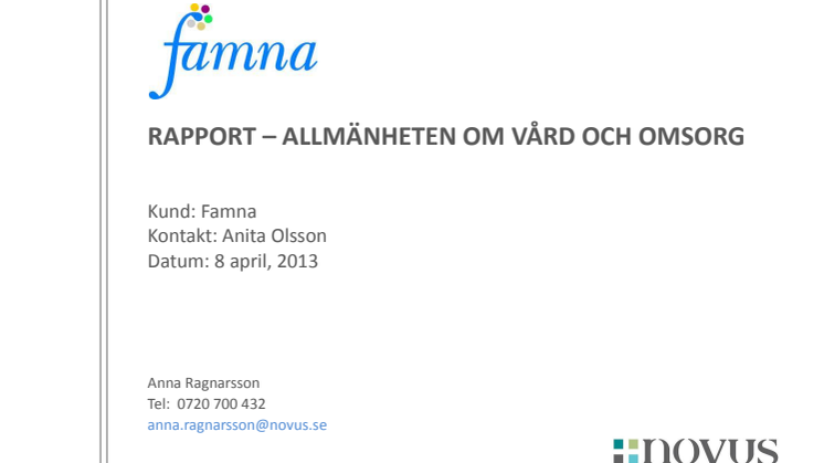 Novus om allmänheten angående idéburen vård