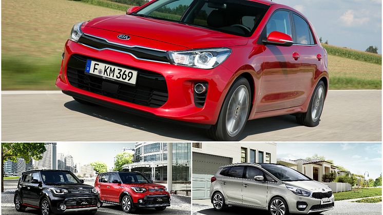 Nya Kia Rio och uppdaterade Soul och Carens visas i Kias monter i Paris.