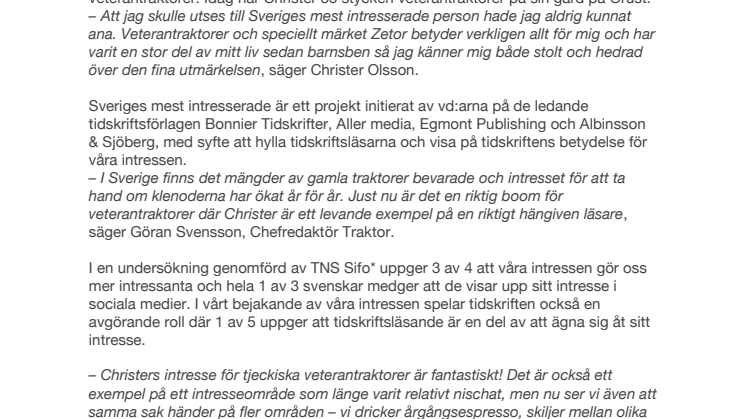 Traktor har Sveriges mest intresserade läsare!