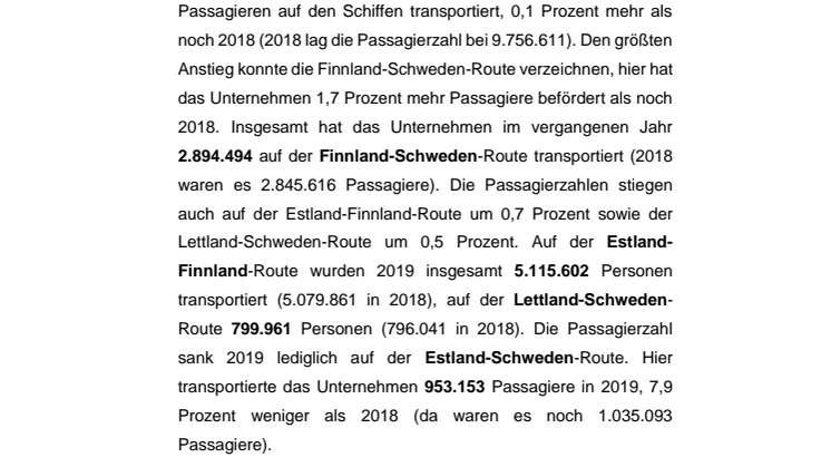 Tallink Silja bricht 2019 eigene Passagierrekorde