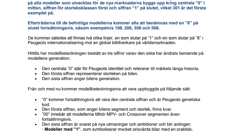 Nya modellbeteckningar för Peugeots kommande modeller