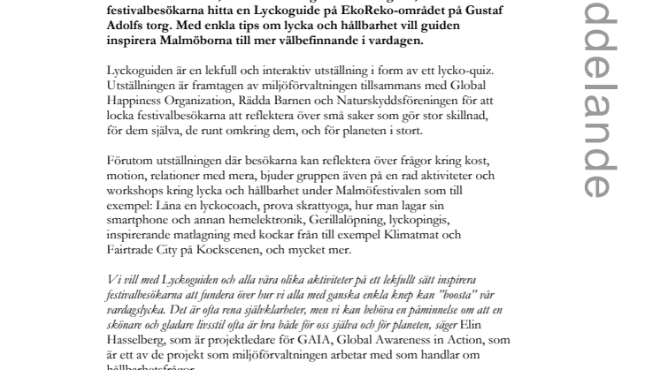 Hitta Lyckan på Malmöfestivalen