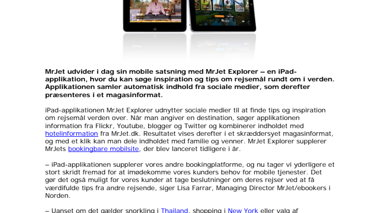 MrJet lancerer iPad-applikation