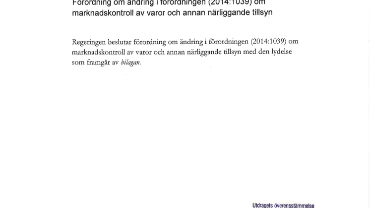 Regeringsbeslut: Sveriges marknadskontrollmyndigheter.