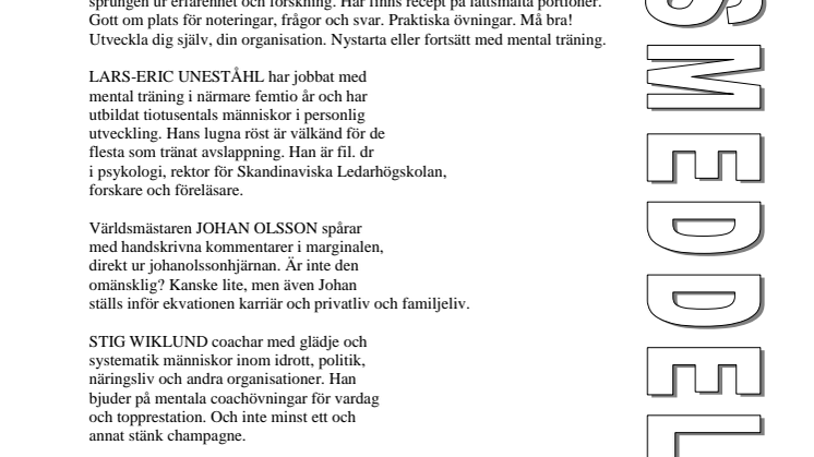 Ny bok: Huvudrätt - mental träning för alla av Lars-Eric Uneståhl, Johan Olsson och Stig Wiklund