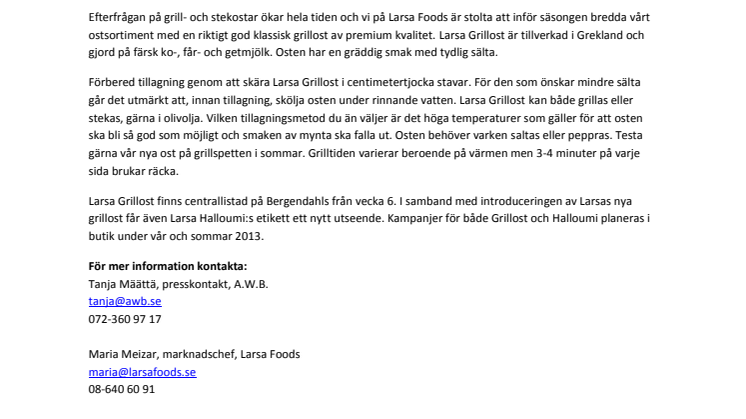 Nyhet! Larsa Foods introducerar en ny salladsost från Grekland