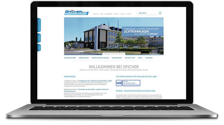 Screenshot: Webseite der Spicher GmbH Halle