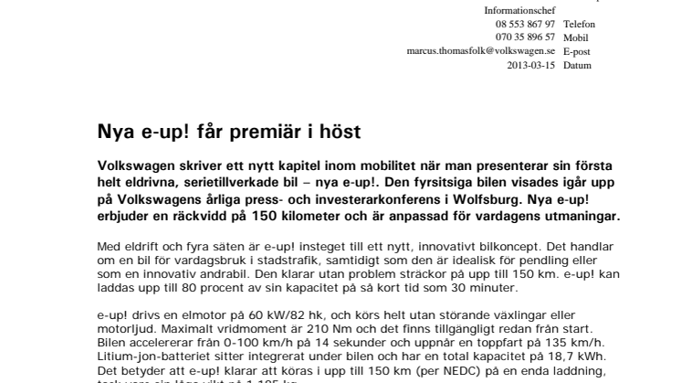 Nya e-up! får premiär i höst