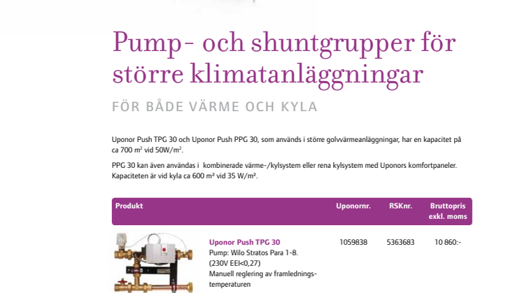 Pump- och shuntgrupper för större klimatanläggningar