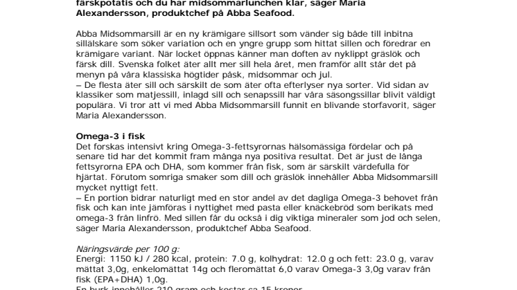 Ny sillfavorit med smak av dill och gräslök