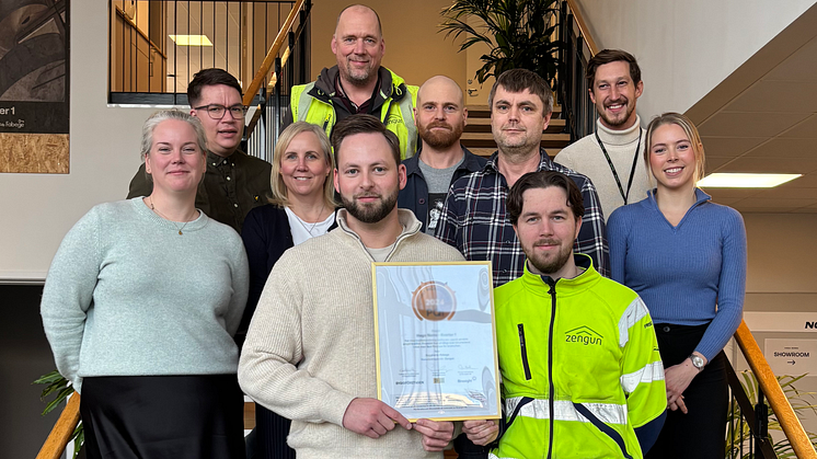 Delar av den stolta projektgruppen bakom det prisade projektet Haga Norra, Kv 4 & 5 Garage som genomförts av Fabege och Zengun.