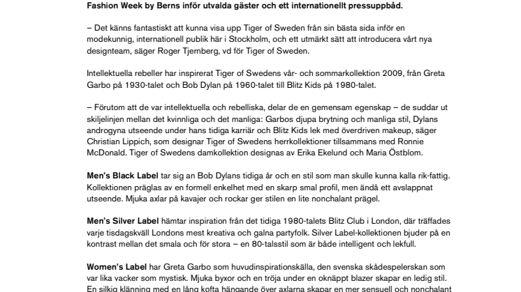 Den intellektuella rebellen i centrum av Tiger of Swedens vår- och sommarkollektion 2009