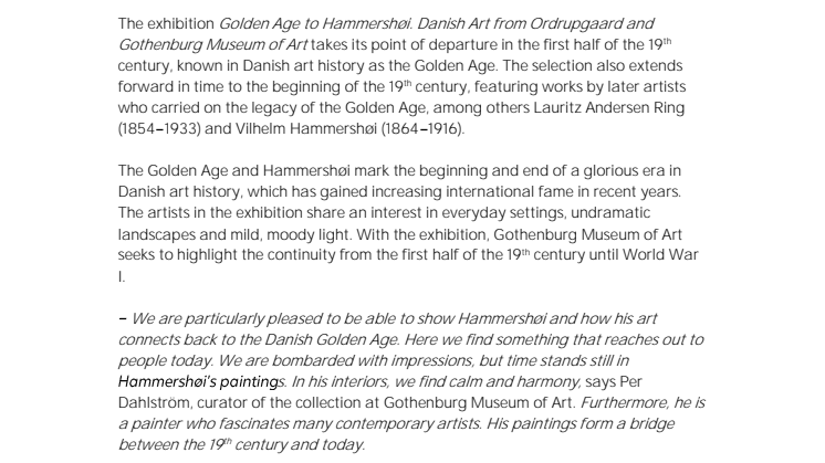 From Golden Age to Hammershøi