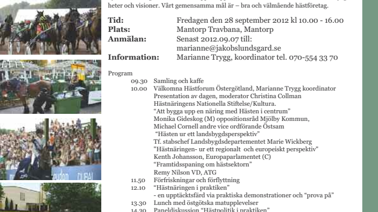 Näringslivsforum Östgötamässan häst