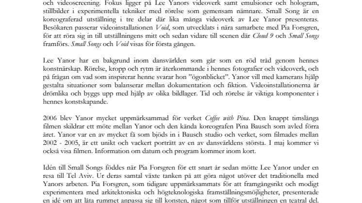 Pressinbjudan och pressmeddelande - Small Songs