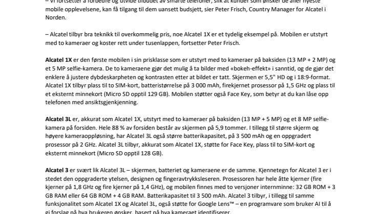 Alcatel lanserer flere prisgunstige mobiltelefoner