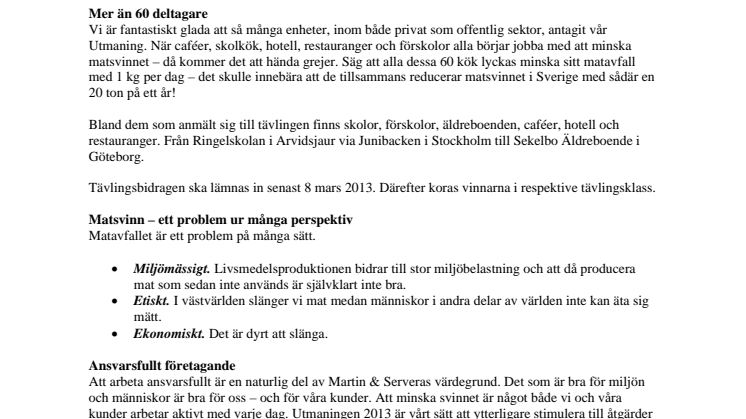 60 kök antar Martin & Serveras utmaning