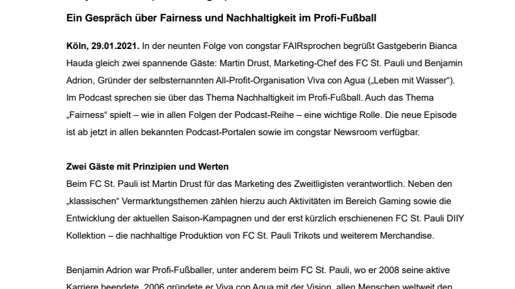 FAIRsprochen Podcast mit Martin Drust (FC St. Pauli) und Benjamin Adrion (Viva con Agua)