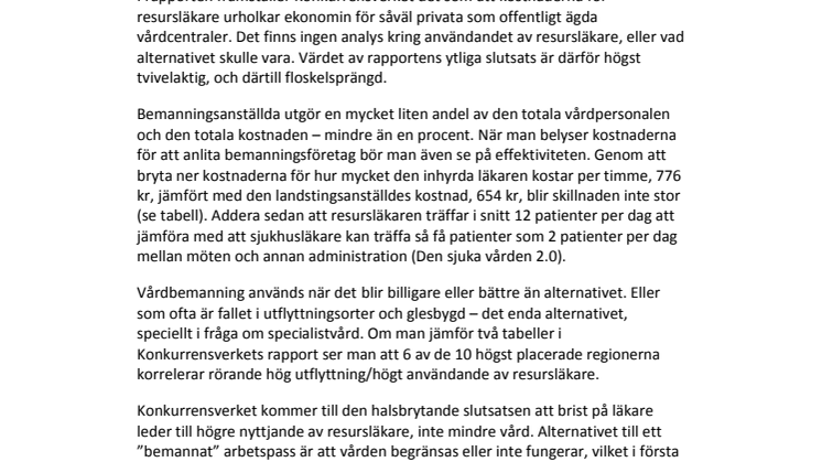 Debatt: Konkurrensverket snedvrider hyrpersonaldebatten