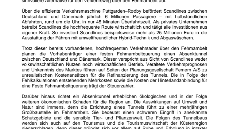 Scandlines klärt über Auswirkungen einer festen Fehmarnbeltquerung auf