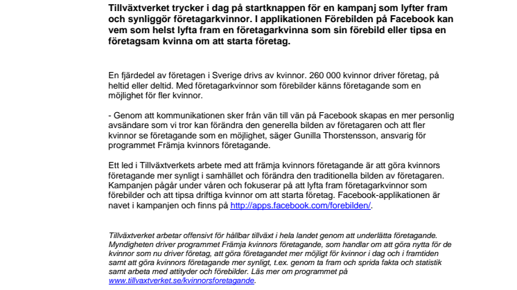 Företagarkvinnor lyfts fram som förebilder 