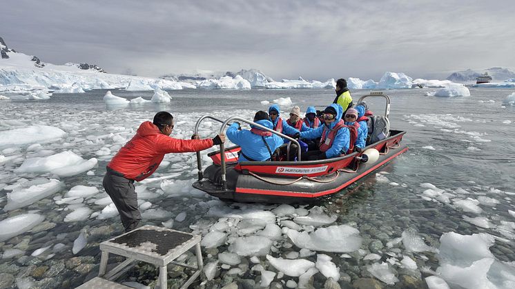 Landing at Cuverville Island, Antarctica 