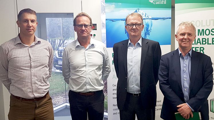 In the picture from left -  Kristian Kirwin – National Engineering Manager, Airepure and Roger Van Oosten – CEO, Airepure, Alan O’Connell, President Asia Pacific, Camfil and Bill Wilkinson, Managing Director, UK, Camfil