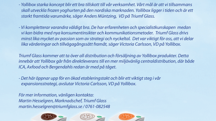 Triumf Glass inleder samarbete med Yollibox!