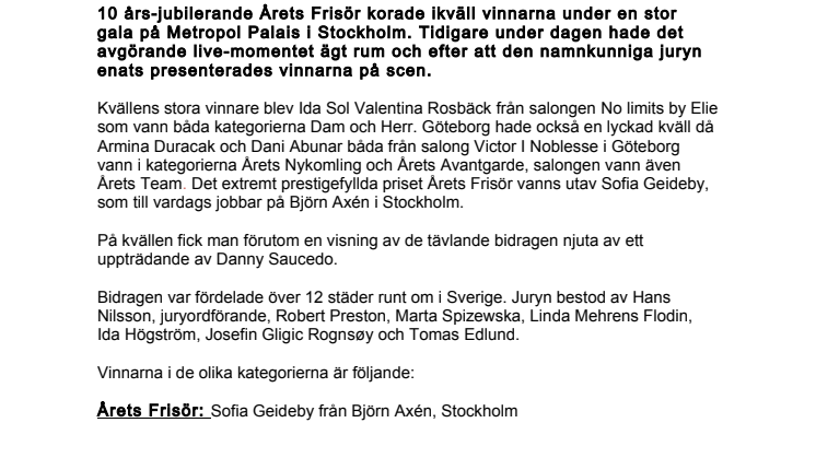 Ida från Stockholm dubbelvinnare i Årets Frisör och Göteborg kammade hem flera priser
