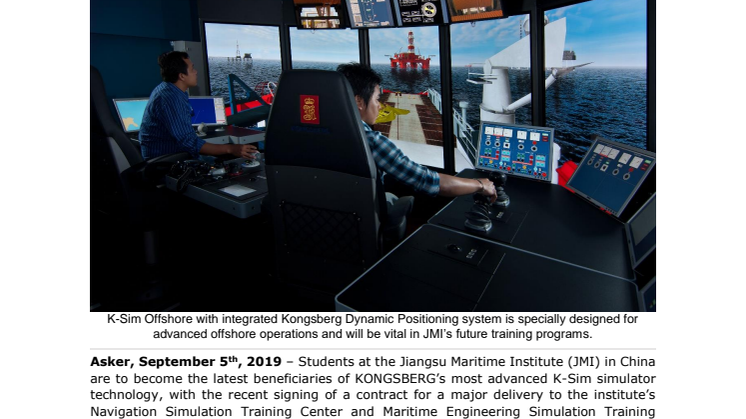 China’s Jiangsu Maritime Institute selects K-Sim Offshore and K-Sim Engine simulators for major facilities expansion