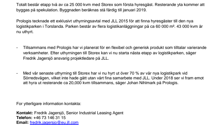 Prologis hyr ut ytterligare 10 800 kvm på Hisingen i Göteborg