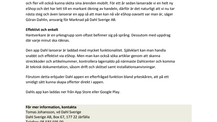 Dahl lanserar app för eShop – stort sortiment i litet format