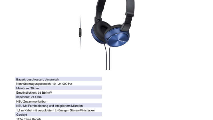 Datenblatt_MDR-ZX310APL von Sony