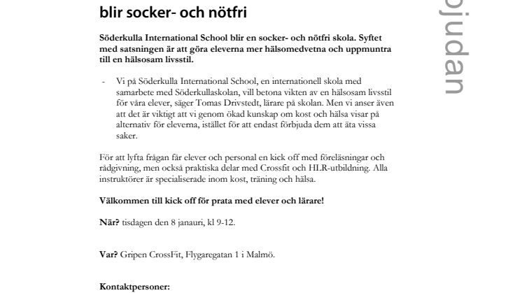 Söderkulla International School blir socker- och nötfri