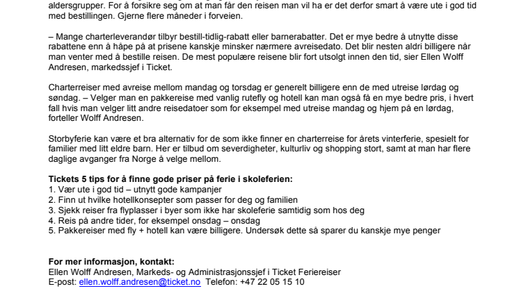 Tickets 5 tips til billigere reise i skoleferien