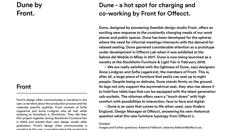 ​Dune - a hot spot for charging and co-working by Front for Offecct.