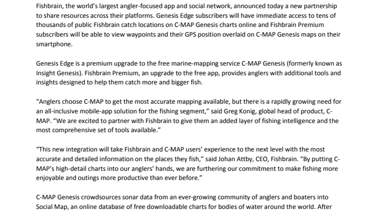 C-MAP and Fishbrain Partner to Integrate Maps and App