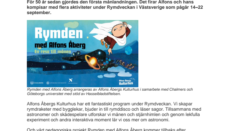 Rymdveckan på Alfons Åbergs Kulturhus 