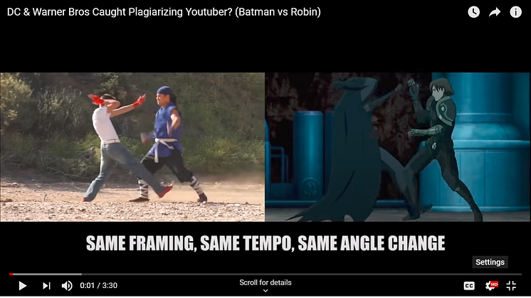 A screen grab of Brock's video about the similarities between Slug Street Scrappers and Batman vs Robin