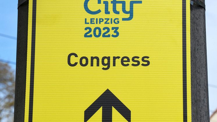 Velo-city - Beschilderung auf dem Radweg zur Leipziger Messe