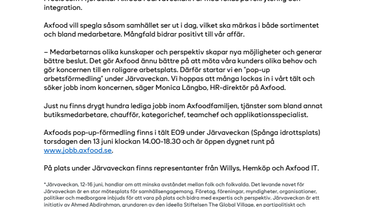 Axfood öppnar arbetsförmedling under Järvaveckan