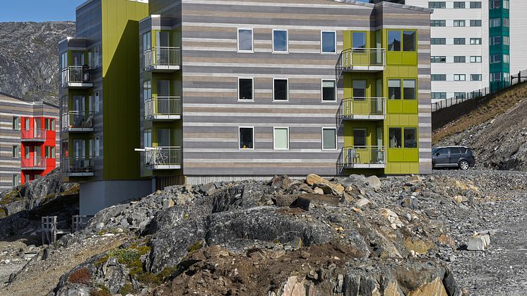 Det nya bostadsområdet i Pinguaraq på Grönland.